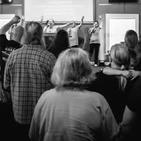 Prayer moment during worship