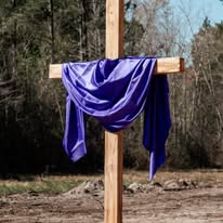 Purple cross graphic from church media